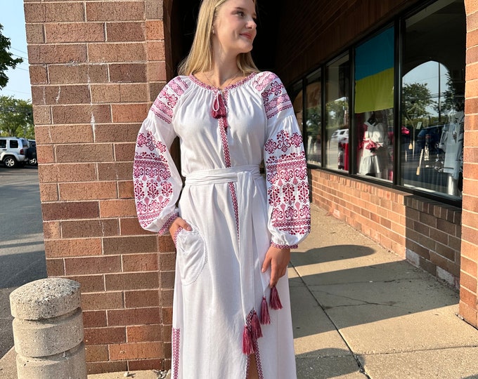 Ukrainian Vyshyvanka Dress | Ukraine Embroidered Dress in USA | Handmade Traditional Ukraine-Style Boho Embroidery Gift | Вишиванка (92)