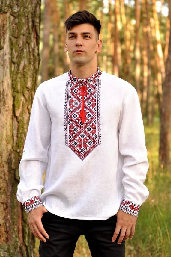 Ukrainian Vyshyvanka | Men's Embroidered Shirt | Вишиванка | Ukraine Vintage Sorochka Gift for Him | Handmade Ukrainian Clothing (43)