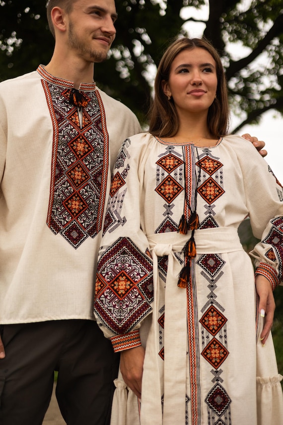 Ukrainian Vyshyvanka Dress | Ukraine Embroidered Dress in USA | Handmade Traditional Ukraine-Style Boho Embroidery Gift | Вишиванка (128)