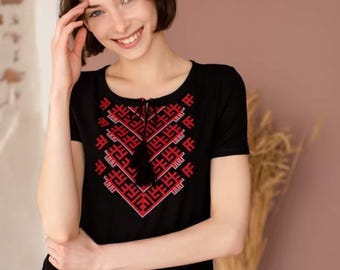 Embroidered T-Shirt for Women | Modern Ukrainian Vyshyvanka | Traditional Embroidered Blouse | Ukrainian Clothing Gift