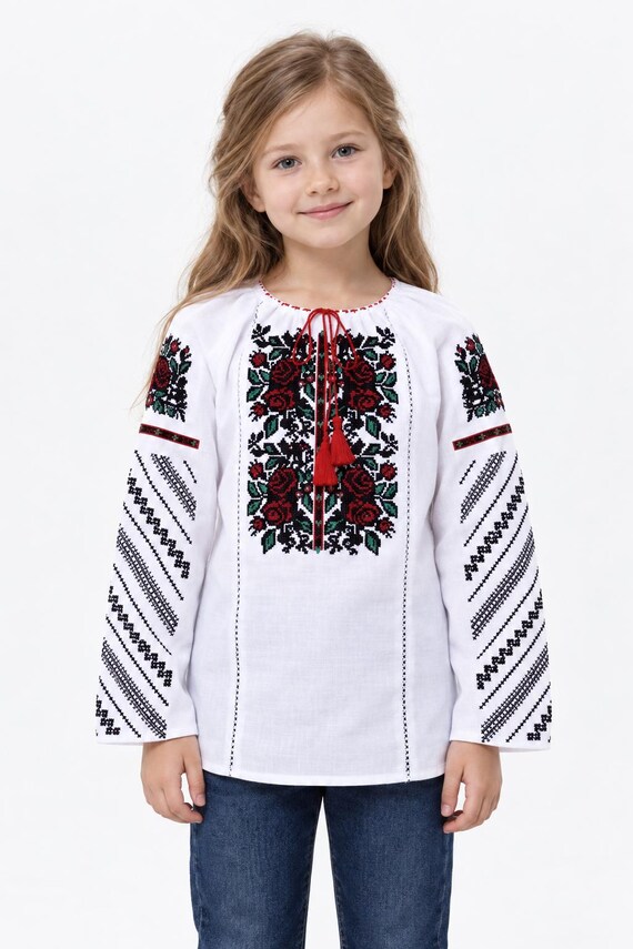 Embroidered Vyshyvanka Blouse for Girls | Ukrainian Embroidery Shirt | Traditional Ukraine Style in Stock in USA | Вишиванка у США