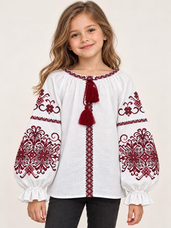 Embroidered Vyshyvanka Blouse for Girls | Ukrainian Embroidery Shirt | Traditional Ukraine Style in Stock in USA | Вишиванка у США