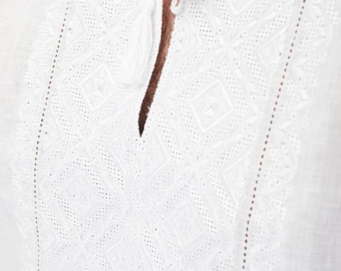 Embroidered Ukrainian Shirt, Vyshyvanka for Men, Linen Ethnic Blouse, Traditional Ukrainian Clothing