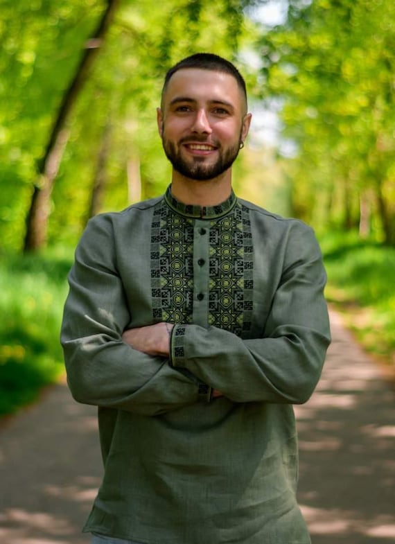 Ukrainian Vyshyvanka | Men's Embroidered Shirt | Вишиванка | Ukraine Vintage Sorochka Gift for Him | Handmade Ukrainian Clothing