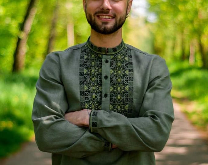 Ukrainian Vyshyvanka | Men's Embroidered Shirt | Вишиванка | Ukraine Vintage Sorochka Gift for Him | Handmade Ukrainian Clothing