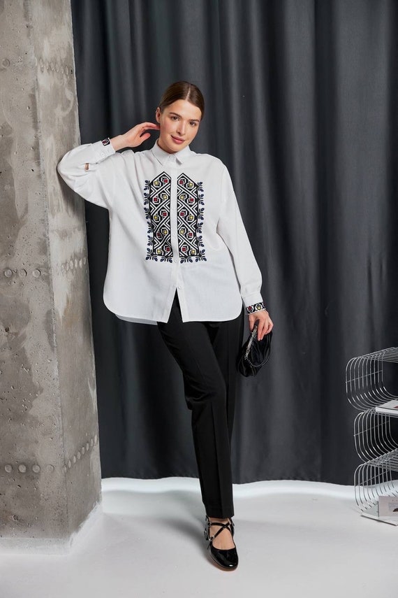 Ukrainian Embroidered Blouse for Women | Ethno Vintage Women's Vyshyvanka Shirt | Sorochka Vyshyta | Vyshyvanka Gift USA | Вишиванка (118)