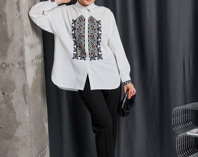 Ukrainian Embroidered Blouse for Women | Ethno Vintage Women's Vyshyvanka Shirt | Sorochka Vyshyta | Vyshyvanka Gift USA | Вишиванка (118)