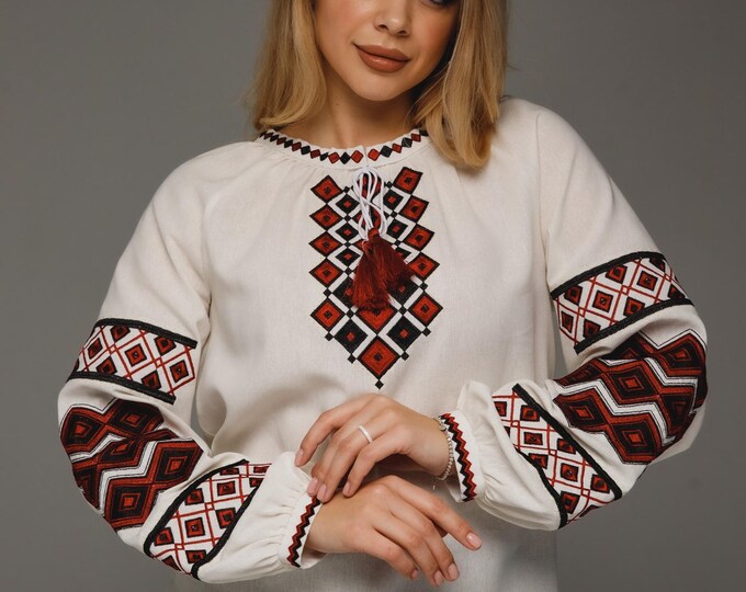Ukrainian Embroidered Blouse for Women | Ethno Vintage Women's Vyshyvanka Shirt | Sorochka Vyshyta | Vyshyvanka Gift USA | Вишиванка (108)