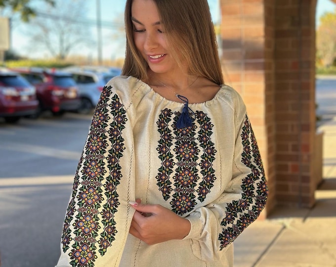 Ukrainian Embroidered Blouse for Women | Ethno Vintage Women's Vyshyvanka Shirt | Sorochka Vyshyta | Vyshyvanka Gift USA | Вишиванка (70)
