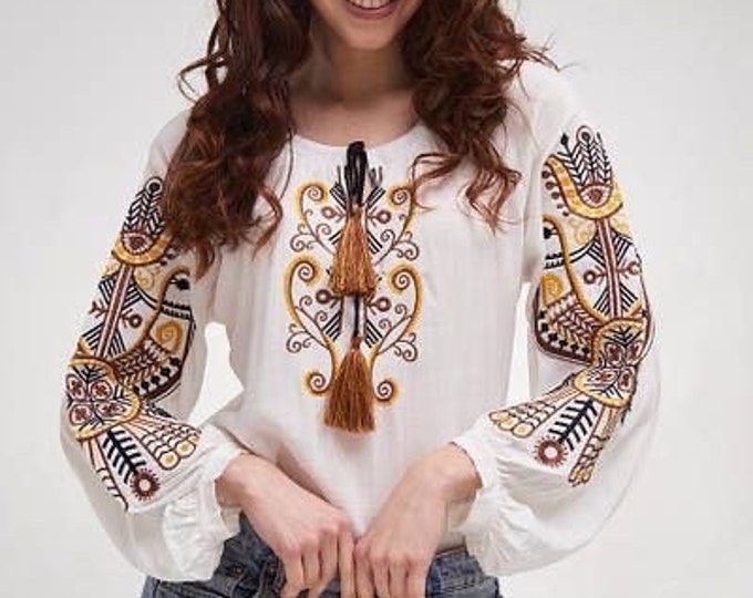 Ukrainian Embroidered Blouse for Women | Ethno Vintage Women's Vyshyvanka Shirt | Sorochka Vyshyta | Vyshyvanka Gift USA | Вишиванка (75)