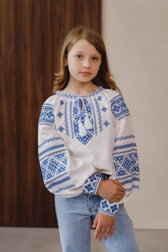 Embroidered Vyshyvanka Blouse for Girls | Ukrainian Embroidery Shirt | Traditional Ukrainian Style in Stock in USA | Вишиванка у США