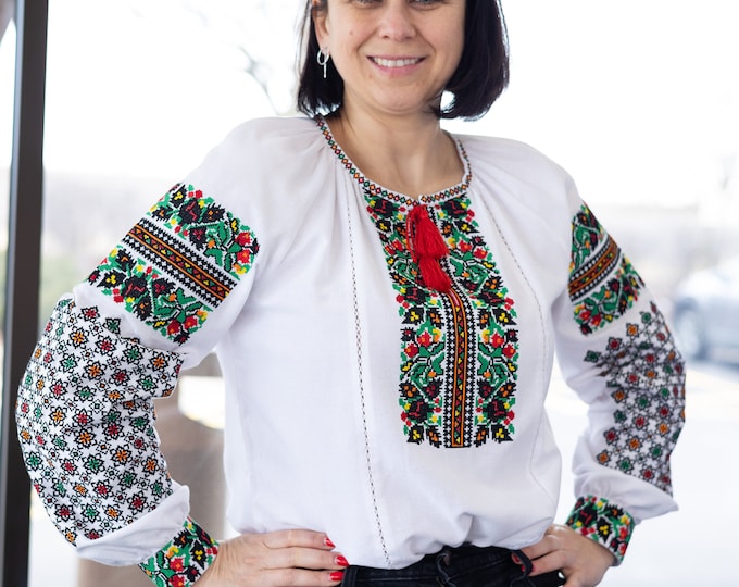 Ukrainian Embroidered Blouse for Women | Ethno Vintage Women's Vyshyvanka Shirt | Sorochka Vyshyta | Vyshyvanka Gift USA | Вишиванка (97)