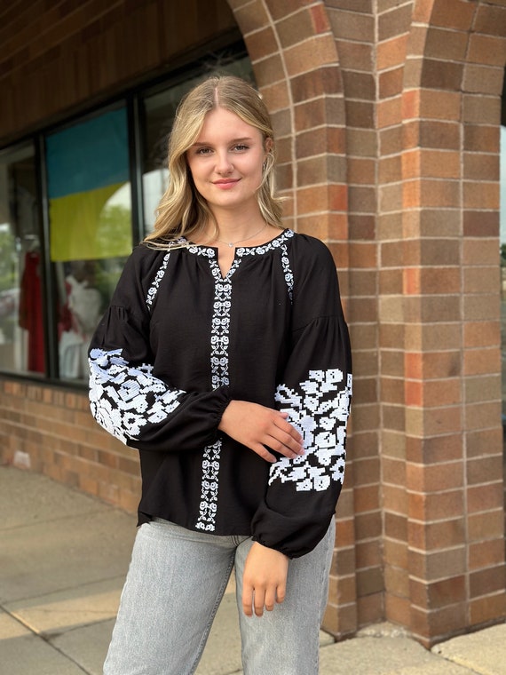 Ukrainian Embroidered Blouse for Women | Ethno Vintage Women's Vyshyvanka Shirt | Sorochka Vyshyta | Vyshyvanka Gift USA | Вишиванка (86)