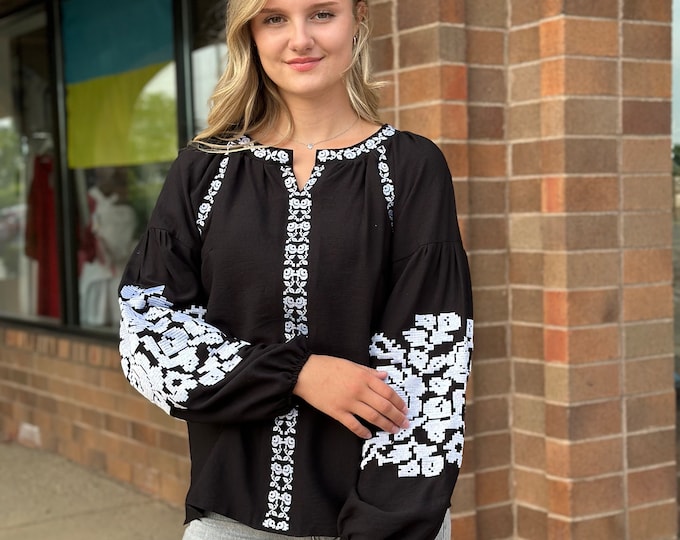 Ukrainian Embroidered Blouse for Women | Ethno Vintage Women's Vyshyvanka Shirt | Sorochka Vyshyta | Vyshyvanka Gift USA | Вишиванка (86)
