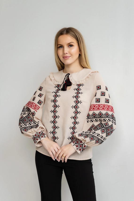 Ukrainian Embroidered Blouse for Women | Ethno Vintage Women's Vyshyvanka Shirt | Sorochka Vyshyta | Vyshyvanka Gift USA | Вишиванка
