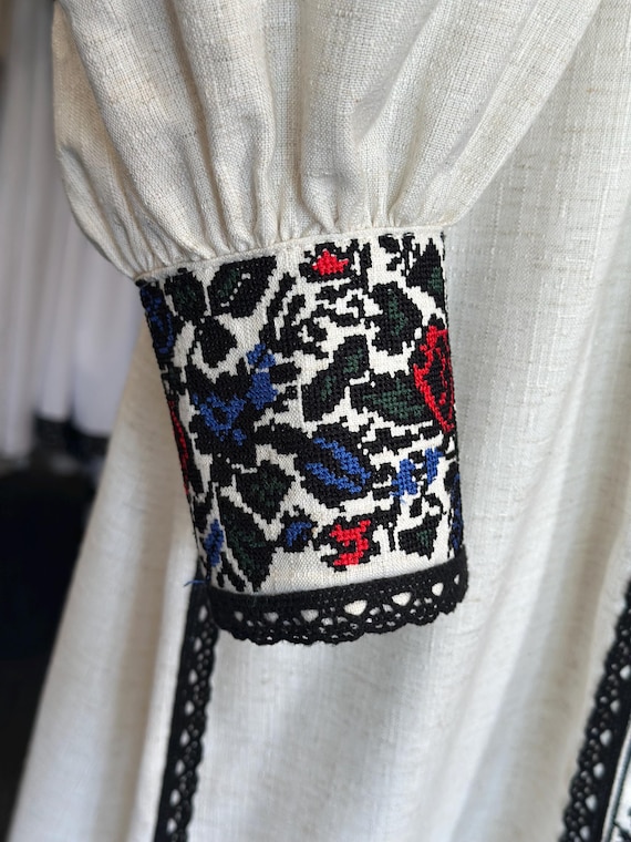 Blue Embroidered Maxi Dress, Ukrainian Vyshyvanka Style, Bohemian Long Dress