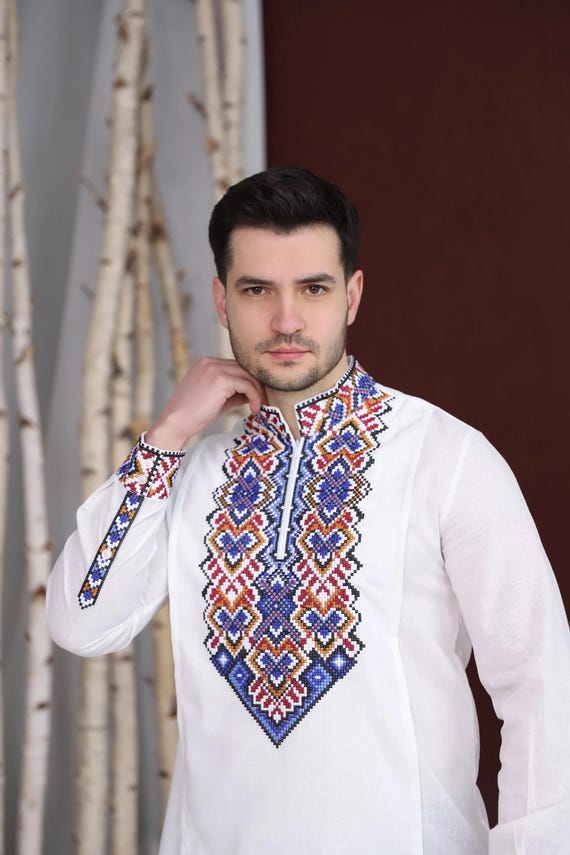 Ukrainian Vyshyvanka | Men's Embroidered Shirt | Вишиванка | Ukraine Vintage Sorochka Gift for Him | Handmade Ukrainian Clothing