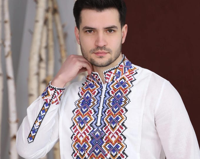 Ukrainian Vyshyvanka | Men's Embroidered Shirt | Вишиванка | Ukraine Vintage Sorochka Gift for Him | Handmade Ukrainian Clothing