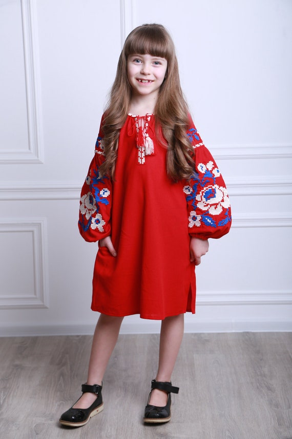 Vyshyvanka Dress Ukrainian vyshyvanka for Girl Ukrainian Dress Ukrainian gift for girl Vyshyvanka 2024 Embroidered Dress