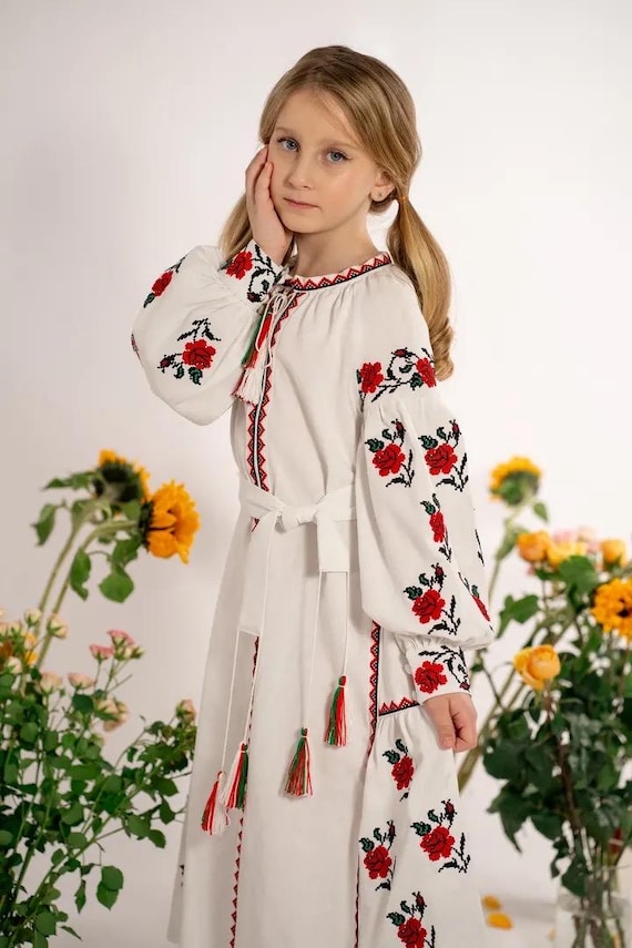 Embroidered Vyshyvanka Dress for Girls | Ukrainian Embroidery Dress | Traditional Ukrainian Style in Stock in USA | Вишиванка у США