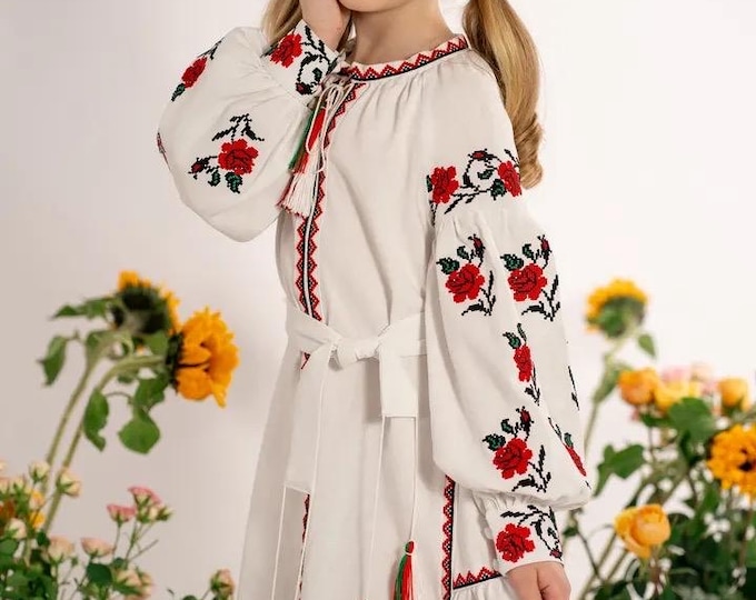 Girls' Embroidered Vyshyvanka Dress | Traditional Ukrainian Style