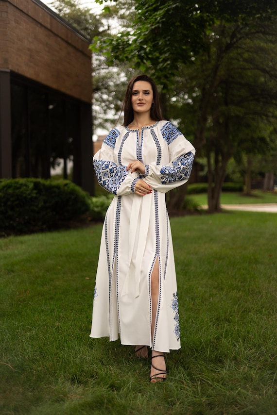 Ukrainian Vyshyvanka Dress | Ukraine Embroidered Dress in USA | Handmade Traditional Ukraine-Style Boho Embroidery Gift | Вишиванка (14)