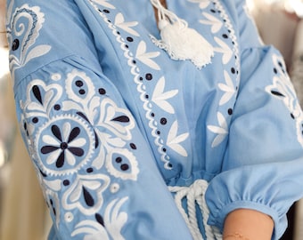 Ukrainian Vyshyvanka Dress | Ukraine Embroidered Dress in USA | Handmade Traditional Ukraine-Style Boho Embroidery Gift | Вишиванка (55)