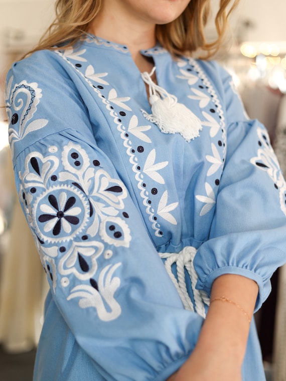 Ukrainian Vyshyvanka Dress | Ukraine Embroidered Dress in USA | Handmade Traditional Ukraine-Style Boho Embroidery Gift | Вишиванка (55)