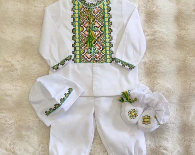 Embroidered Baby Boy Christening Outfit | Baptism Ceremony Suit