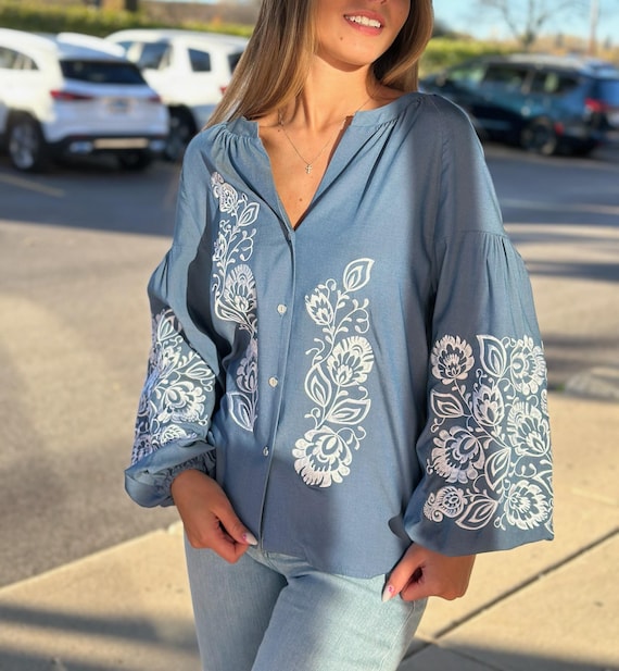 Ukrainian Embroidered Blouse for Women | Ethno Vintage Women's Vyshyvanka Shirt | Sorochka Vyshyta | Vyshyvanka Gift USA | Вишиванка (16)