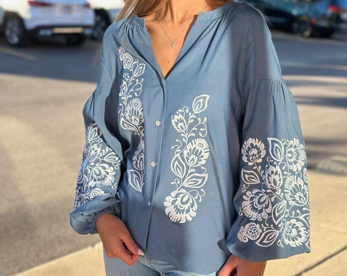 Ukrainian Embroidered Blouse for Women | Ethno Vintage Women's Vyshyvanka Shirt | Sorochka Vyshyta | Vyshyvanka Gift USA | Вишиванка (16)