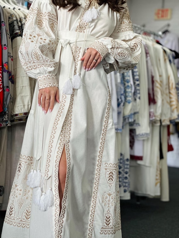 Ukrainian Vyshyvanka Dress | Ukraine Embroidered Dress in USA | Handmade Traditional Ukraine-Style Boho Embroidery Gift | Вишиванка (122)