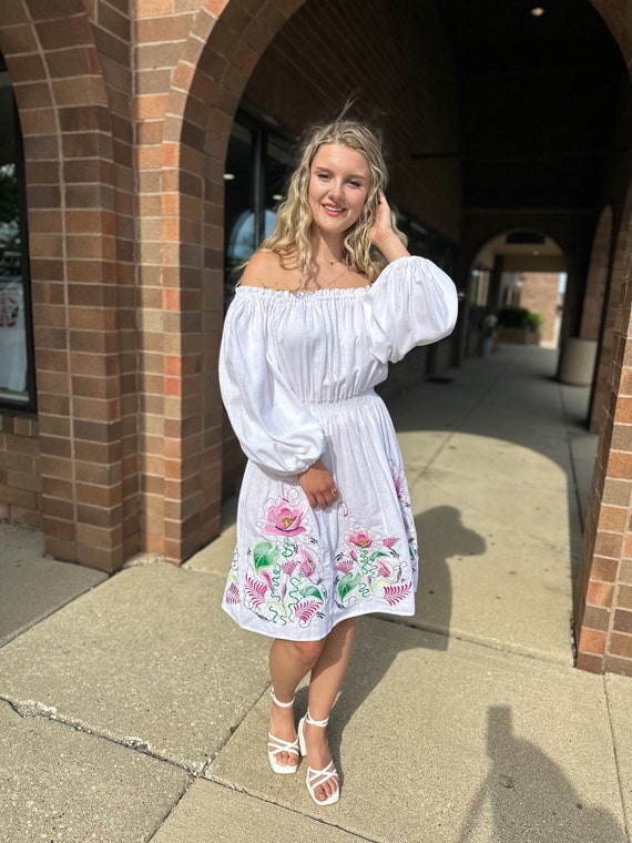 Ukrainian Vyshyvanka Dress | Ukraine Embroidered Dress in USA | Handmade Traditional Ukraine-Style Boho Embroidery Gift | Вишиванка (10)