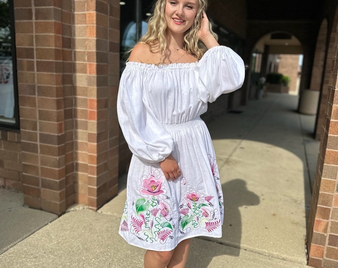 Ukrainian Vyshyvanka Dress | Ukraine Embroidered Dress in USA | Handmade Traditional Ukraine-Style Boho Embroidery Gift | Вишиванка (10)