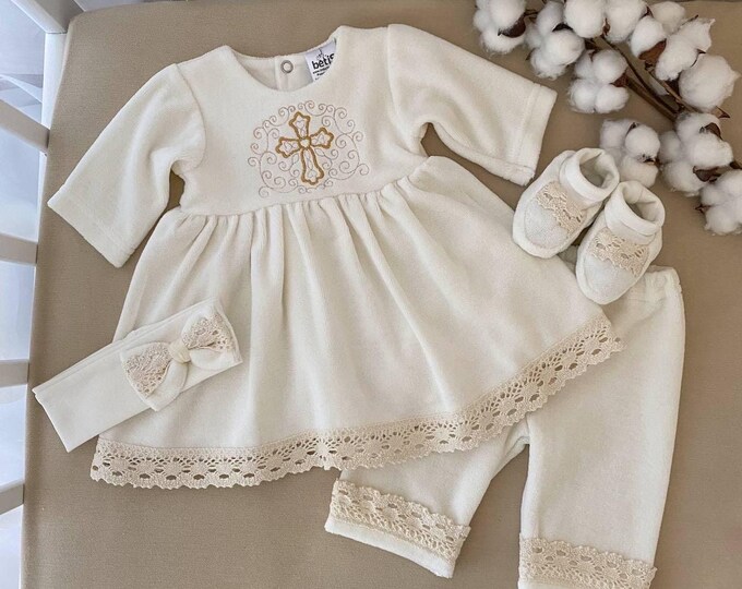 Baptism Dress | Christening EMBROIDERED Outfit | Dress for Baby | Gift Dress for Newborn (15)