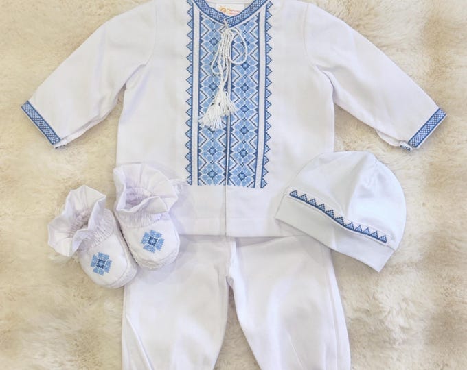 Embroidered Baptism Outfit for Baby Boy | Christening Suit