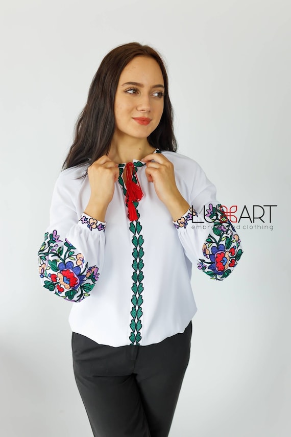 Vyshyvanka Ukraine Blouse Ukrainian Vyshyvanka Embrodered Shirt Ethno Vintage Blouse for Women Sorochka Vyshyta Vyshyvanka in USA