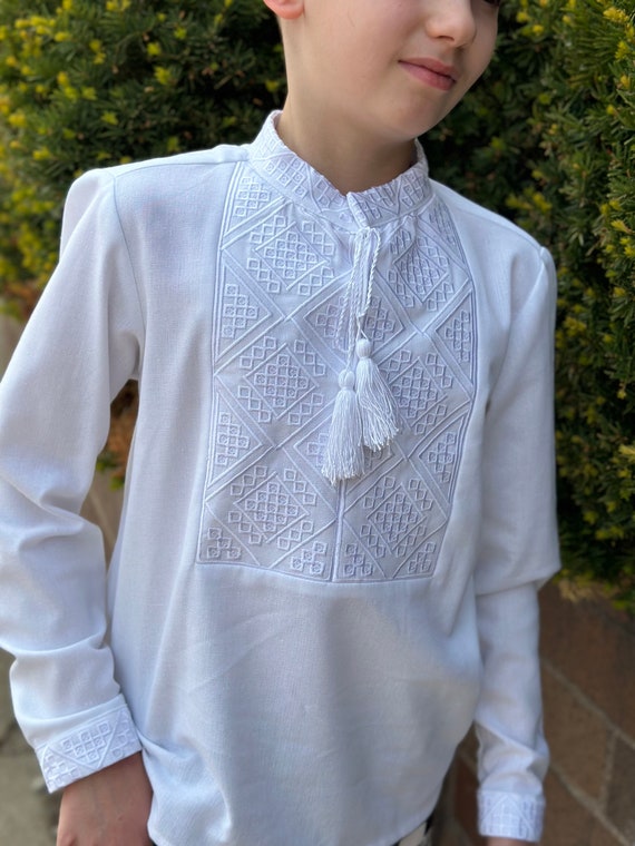 In USA Vyshyvanka for boy Ukrainian style vyshyvanka Sorochka vyshyta Ukrainian embroidery