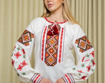 Ukrainian Embroidered Blouse for Women | Ethno Vintage Women's Vyshyvanka Shirt | Sorochka Vyshyta | Vyshyvanka Gift USA | Вишиванка