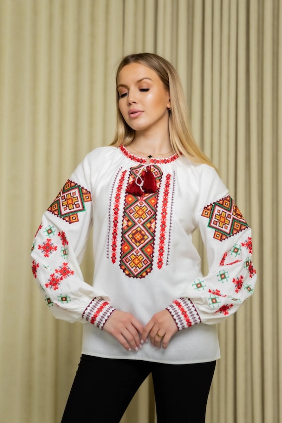 Ukrainian Embroidered Blouse for Women | Ethno Vintage Women's Vyshyvanka Shirt | Sorochka Vyshyta | Vyshyvanka Gift USA | Вишиванка