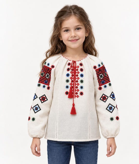 Embroidered Vyshyvanka Blouse for Girls | Ukrainian Embroidery Shirt | Traditional Ukraine Style in Stock in USA | Вишиванка у США