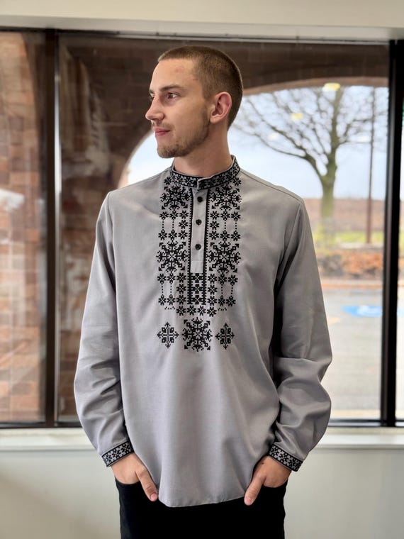 Ukrainian Vyshyvanka | Men's Embroidered Shirt | Вишиванка | Ukraine Vintage Sorochka Gift for Him | Handmade Ukrainian Clothing
