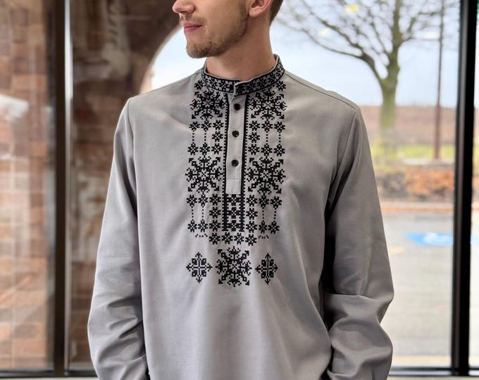 Ukrainian Vyshyvanka | Men's Embroidered Shirt | Вишиванка | Ukraine Vintage Sorochka Gift for Him | Handmade Ukrainian Clothing