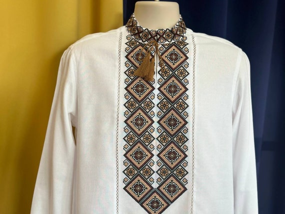 Ukrainian Vyshyvanka | Men's Embroidered Shirt | Вишиванка | Ukraine Vintage Sorochka Gift for Him | Handmade Ukrainian Clothing (49)