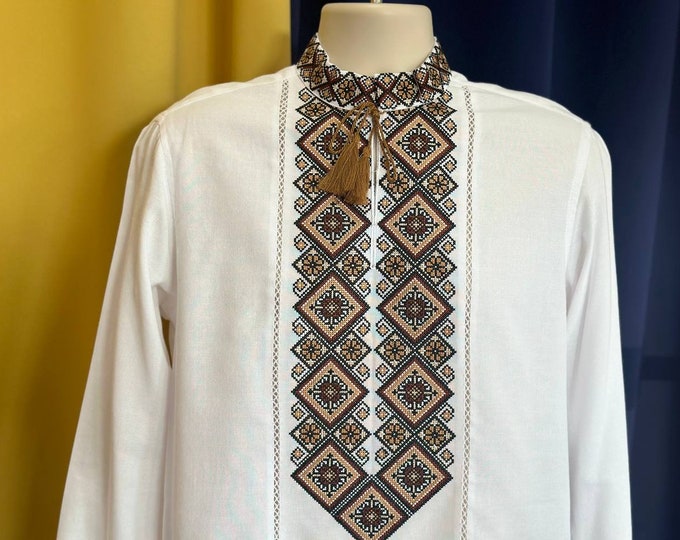Ukrainian Vyshyvanka | Men's Embroidered Shirt | Вишиванка | Ukraine Vintage Sorochka Gift for Him | Handmade Ukrainian Clothing (49)