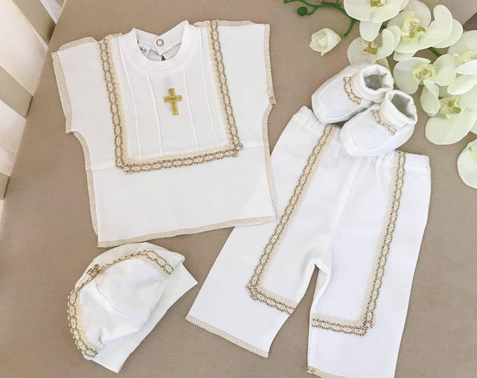 Baptism Outfit for Baby Boy | Embroidered Christening Suit | Baby Boy Formal Wear | Baptism Ceremony Clothing | Newborn Blessing Gift (1)