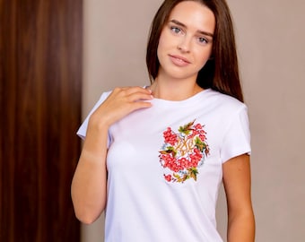 Embroidered T-Shirt for Women | Modern Ukrainian Vyshyvanka | Traditional Embroidered Blouse | Ukrainian Clothing Gift