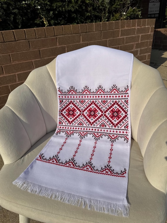Ukrainian Embroidered Rushnyk Wedding Towel | Traditional Handmade Wedding Ceremony Towel | In Stock in USA | Вишитий Рушник (19)