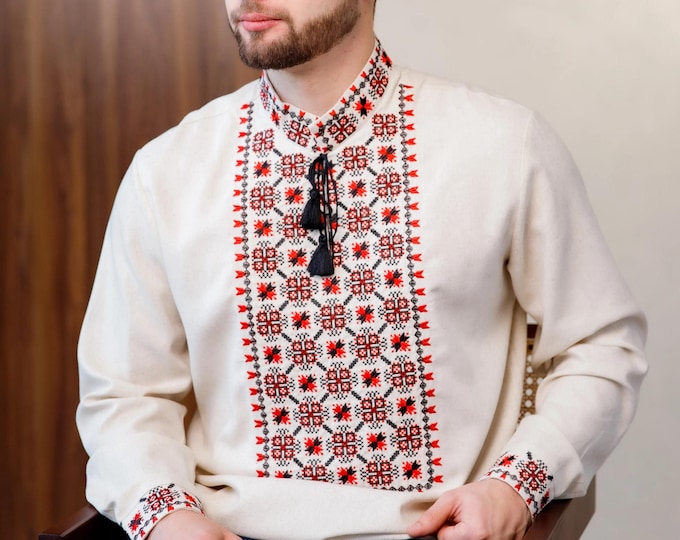 Ukrainian Vyshyvanka Men's Embroidered Shirt Вишиванка для нього Ukraine Vintage Sorochka Gift for Him Ukrainian Clothing