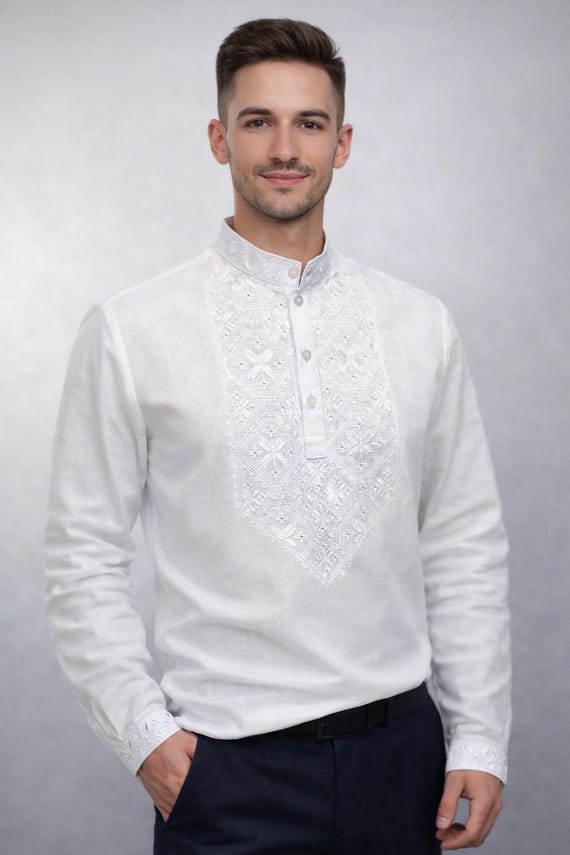 Ukrainian Vyshyvanka | Men's Embroidered Shirt | Вишиванка | Ukraine Vintage Sorochka Gift for Him | Handmade Ukrainian Clothing
